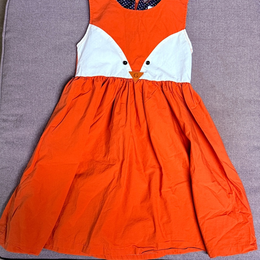Adorable Fox Face Orange Dress-sz 8